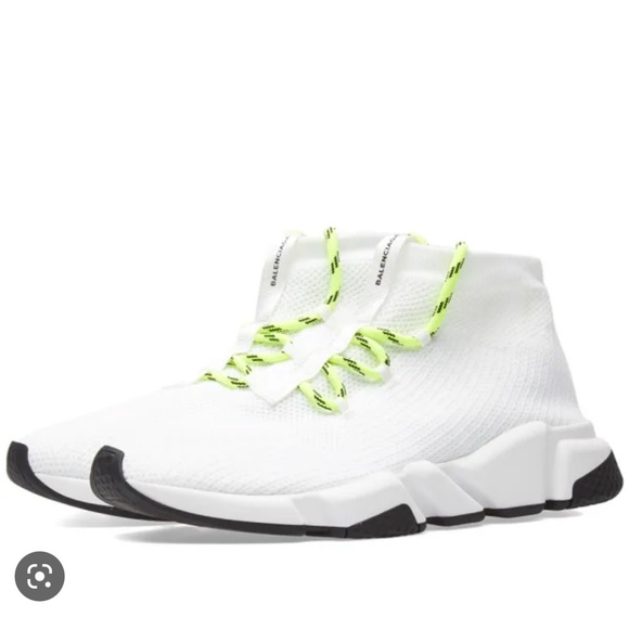 Balenciaga Shoes - Balenciaga White Speed Knit Lace Up Trainer Sock Sneakers
